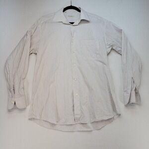 Ermenegildo Zegna Dress Shirt Mens 16 41 Blue Striped Long Sleeve Button Up